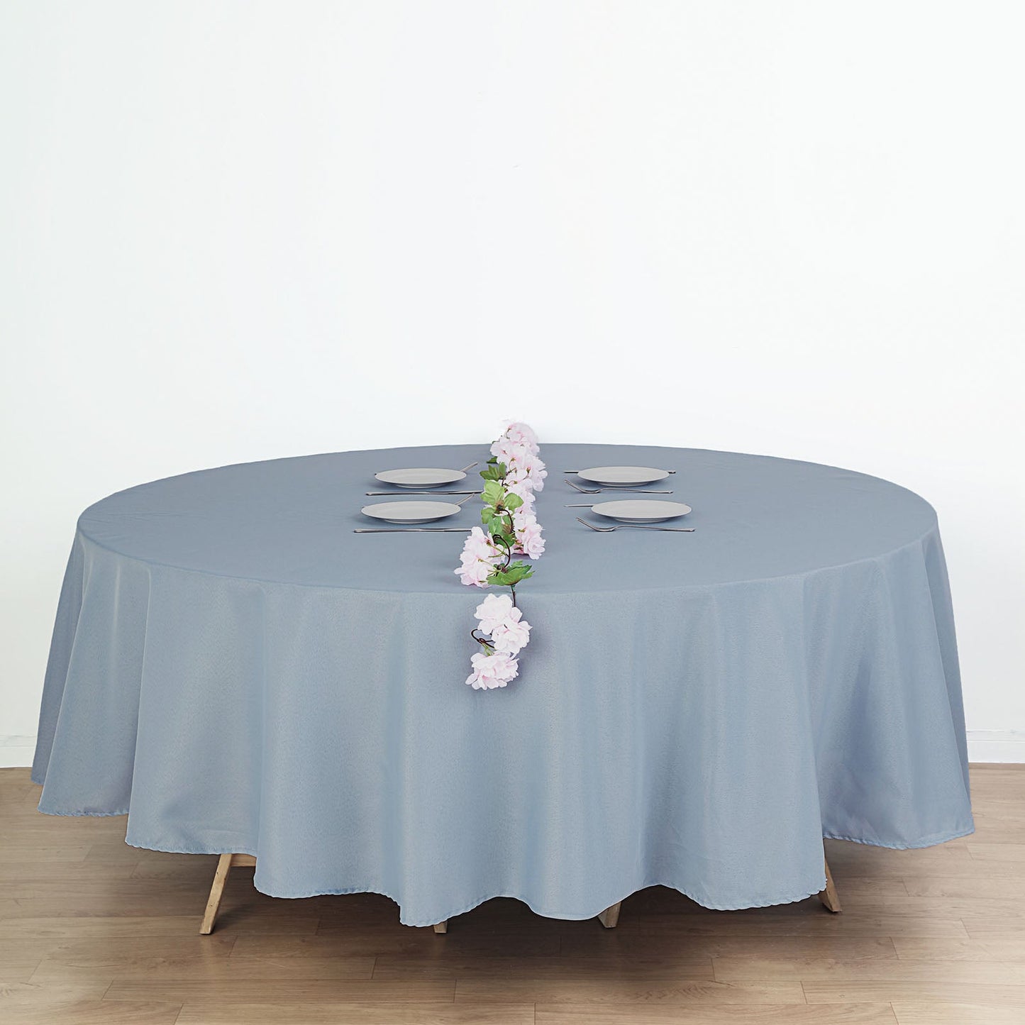 108" Dusty Blue Polyester Round Tablecloth