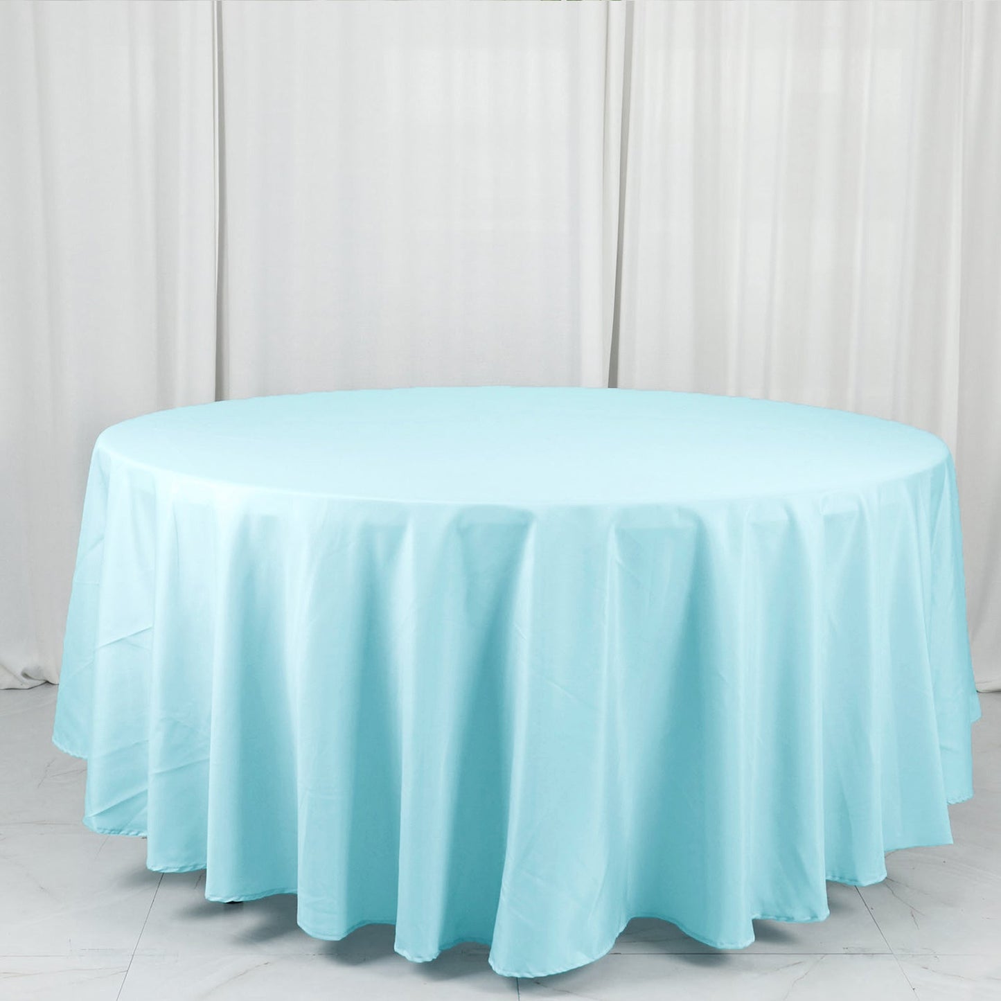 108" Light Blue Polyester Round Tablecloth