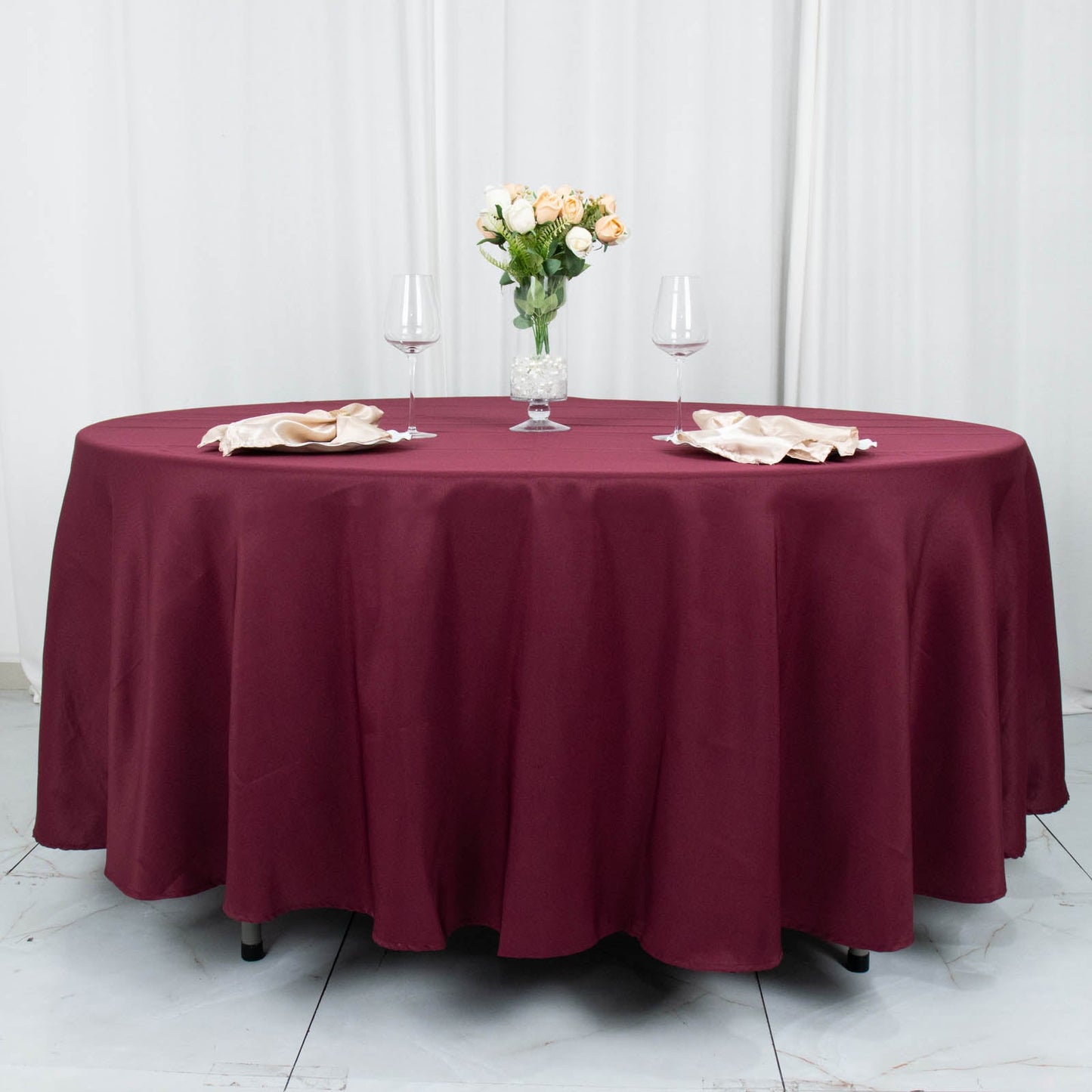 108" Burgundy Premium Polyester Round Tablecloth - 220GSM