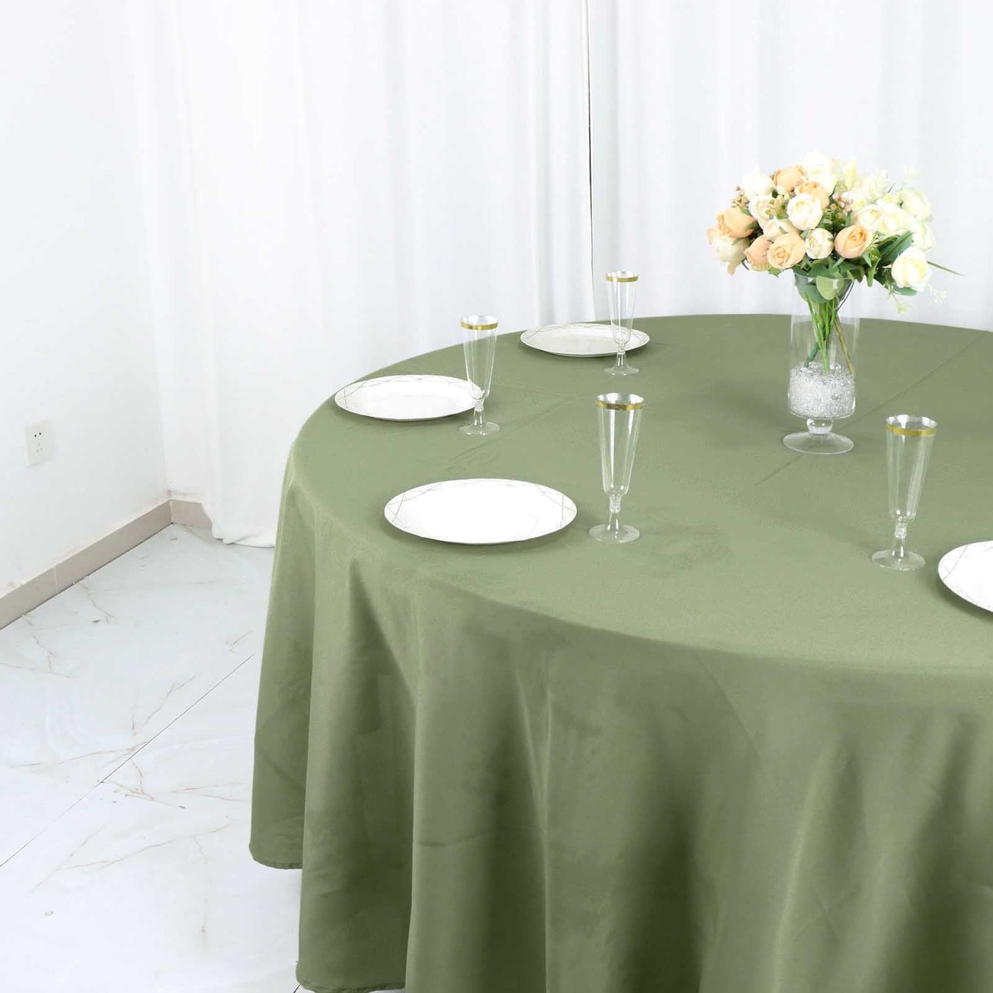Green Polyester Tablecloth 108 Inch Round