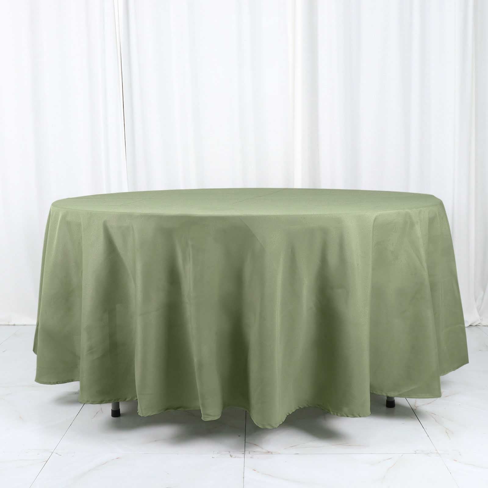 Hemmed Polyester Tablecloth 108 Inch Eucalyptus Sage Green Round