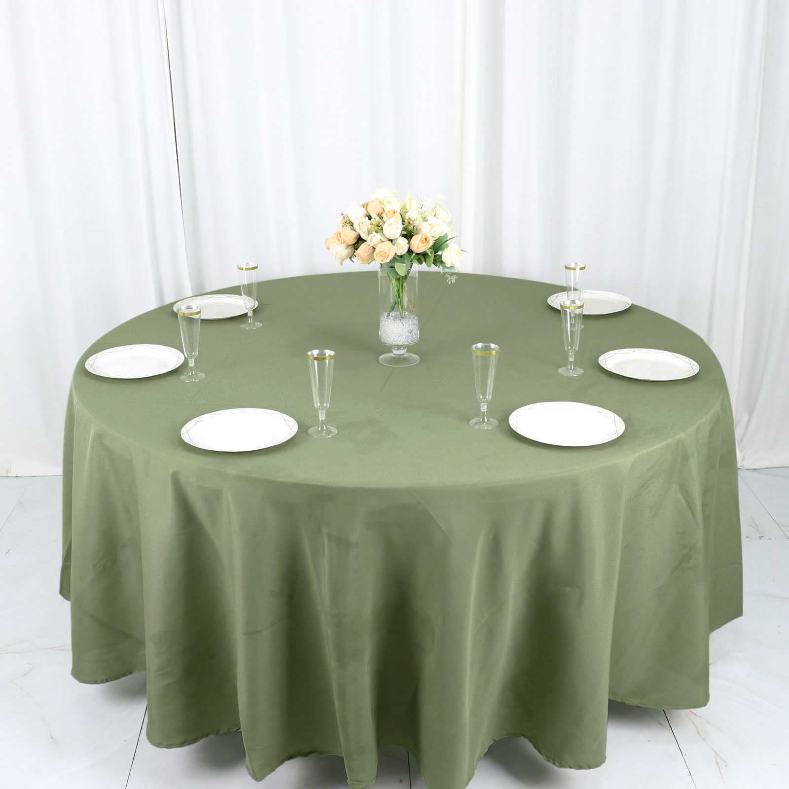 Round Tablecloth Polyester 108 Inch Eucalyptus Sage Green Hemmed