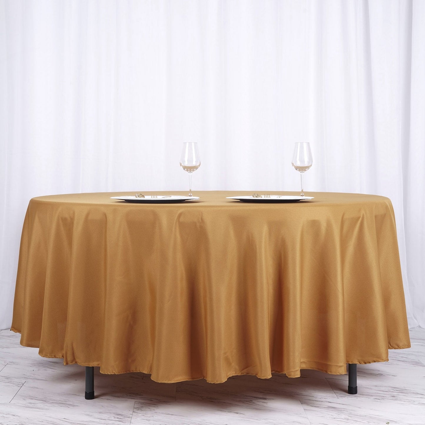 108inches Gold Polyester Round Tablecloth