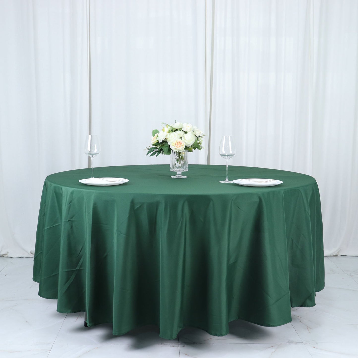 Polyester 108 Inch Round Tablecloth Hunter Emerald Green