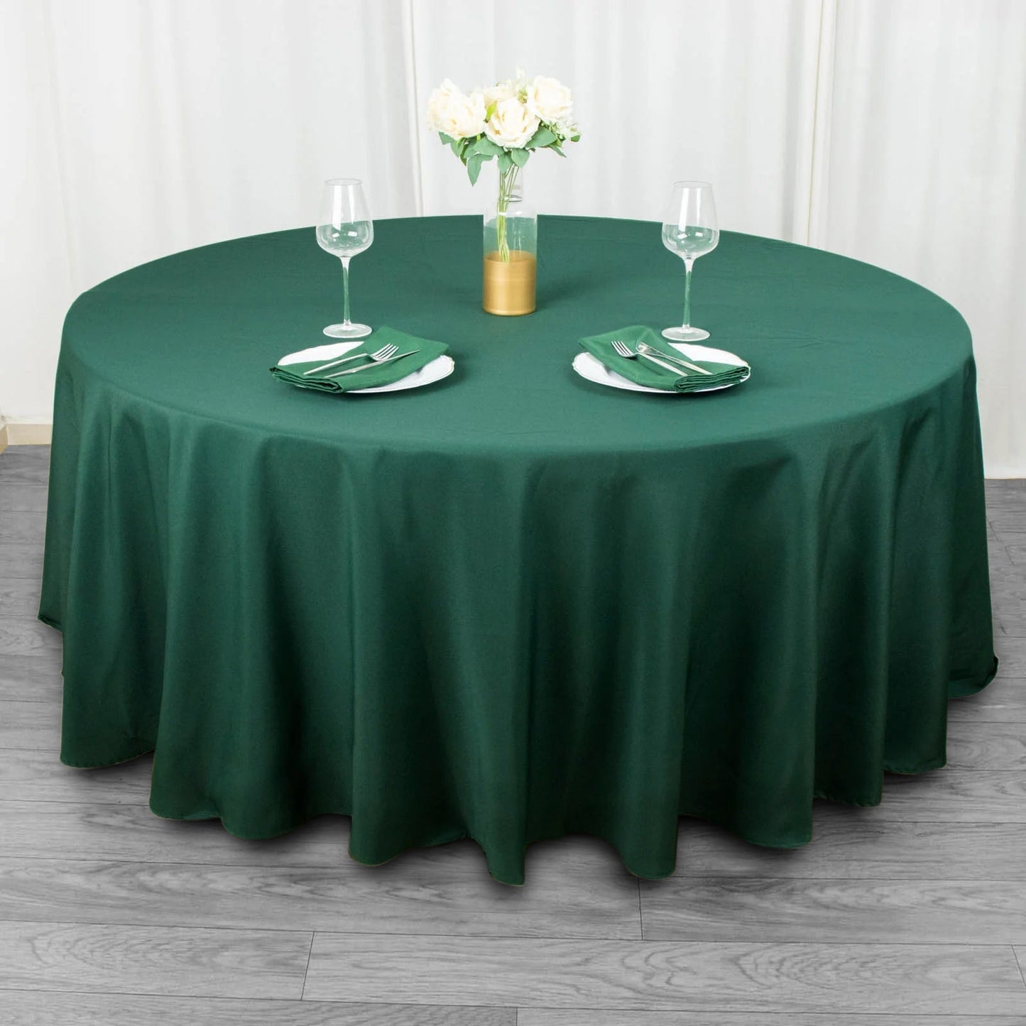 108inch Hunter Emerald Green 200 GSM Premium Polyester Round Tablecloth