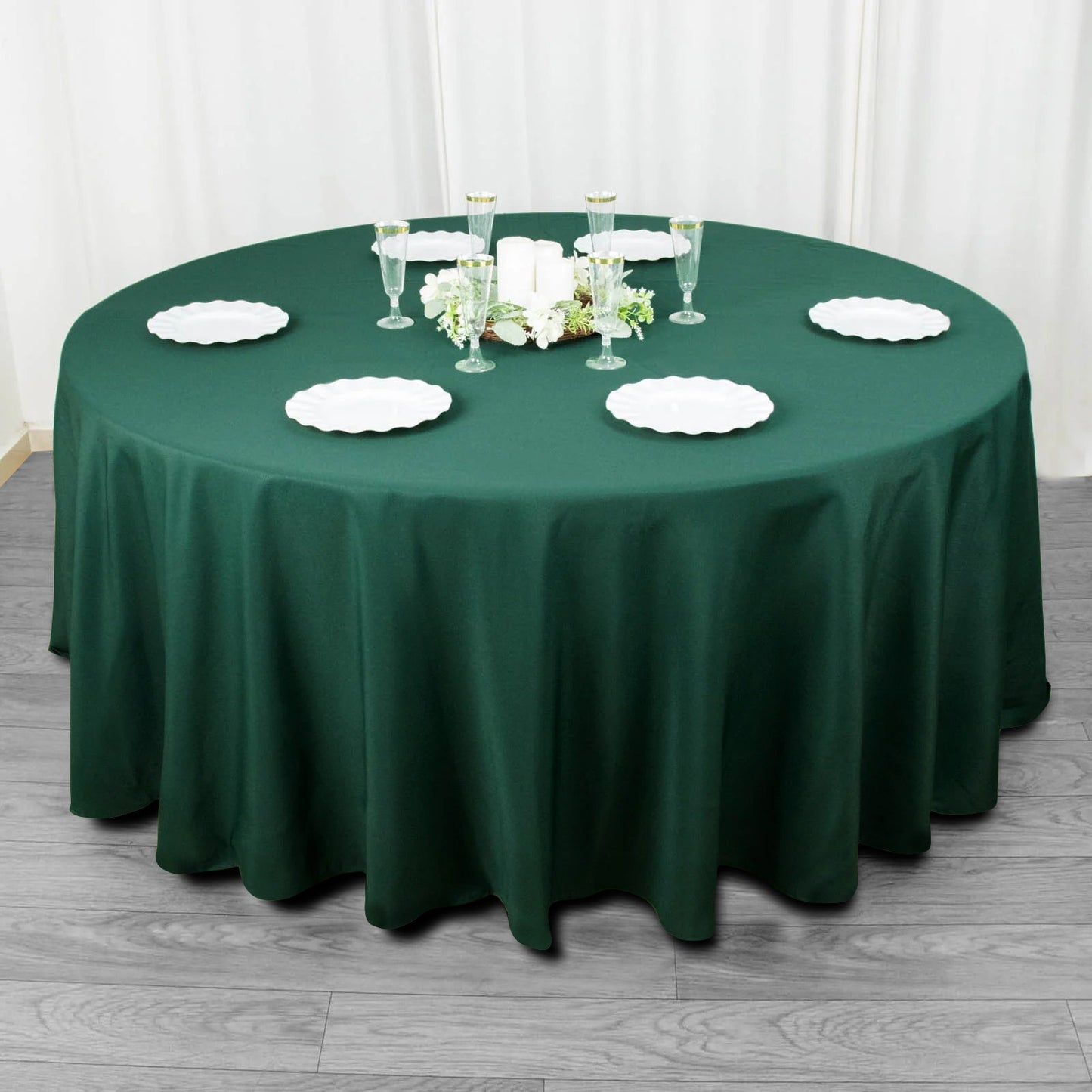 108" Hunter Emerald Green Premium Polyester Round Tablecloth - 220GSM