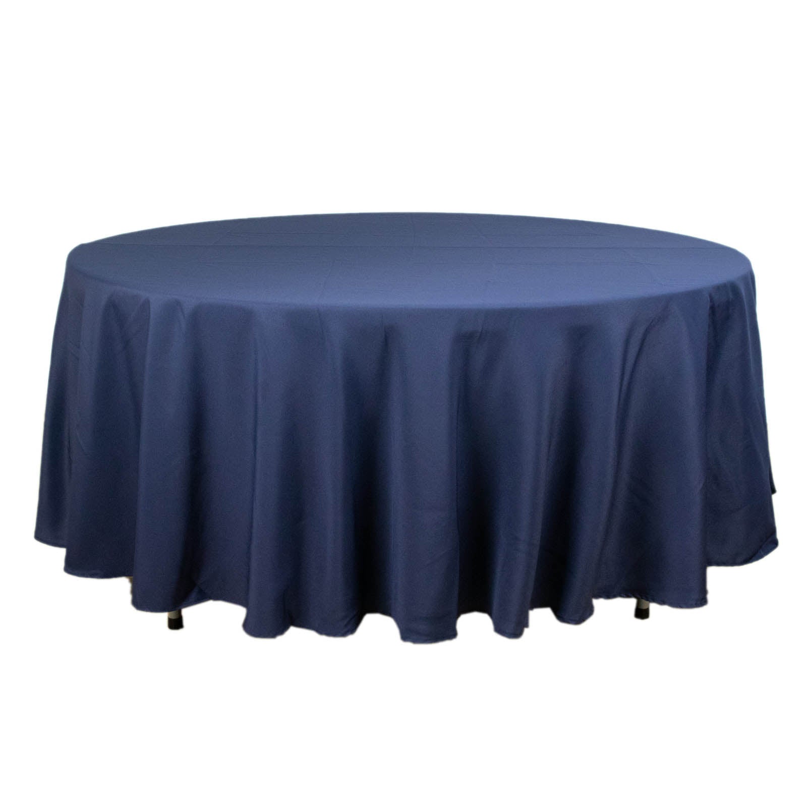 108inch Navy Blue 200 GSM Seamless Premium Polyester Round Tablecloth