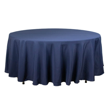 108inch Navy Blue 200 GSM Seamless Premium Polyester Round Tablecloth