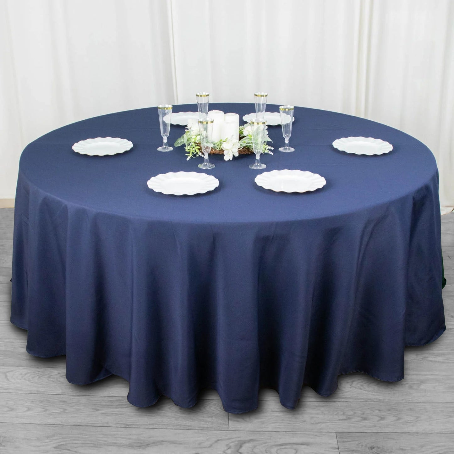 108" Navy Blue Premium Polyester Round Tablecloth - 220GSM