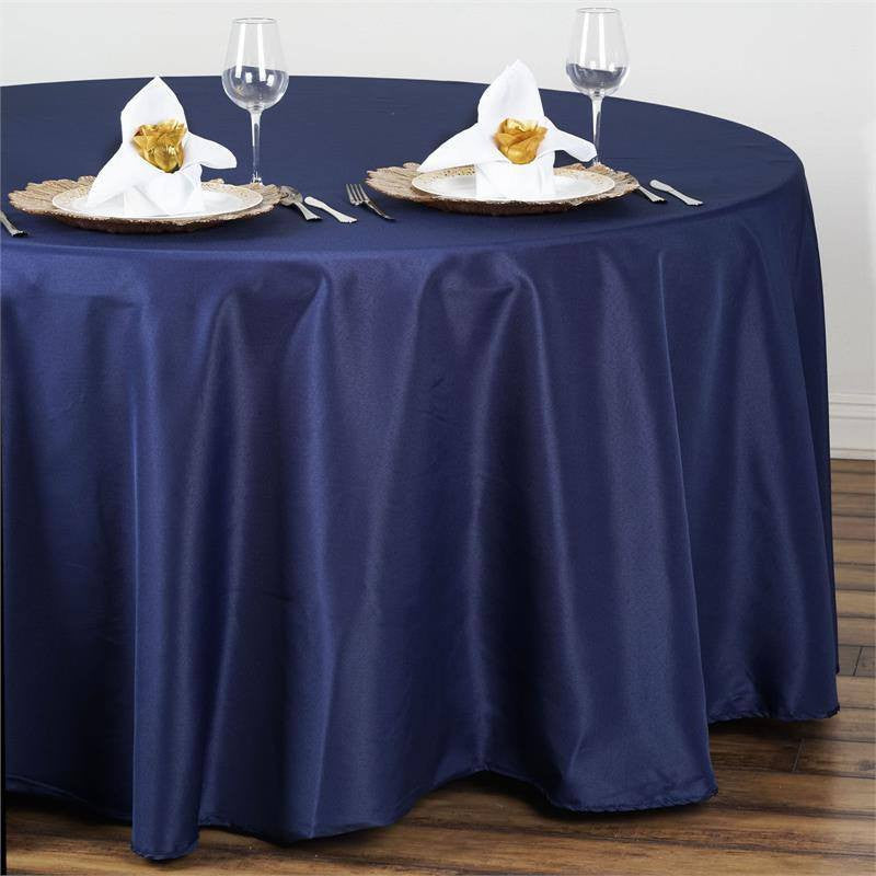 108inch Navy Blue Polyester Round Tablecloth
