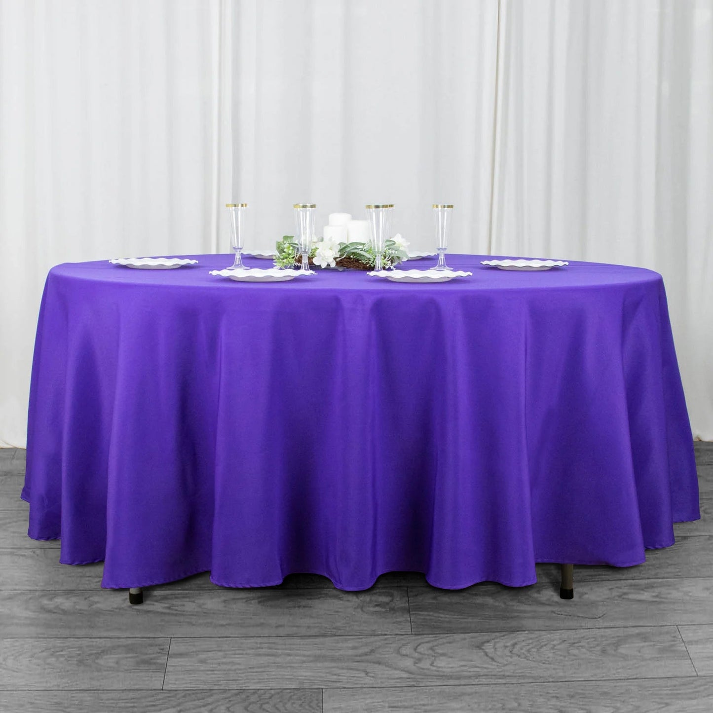 108inch Purple 200 GSM Seamless Premium Polyester Round Tablecloth