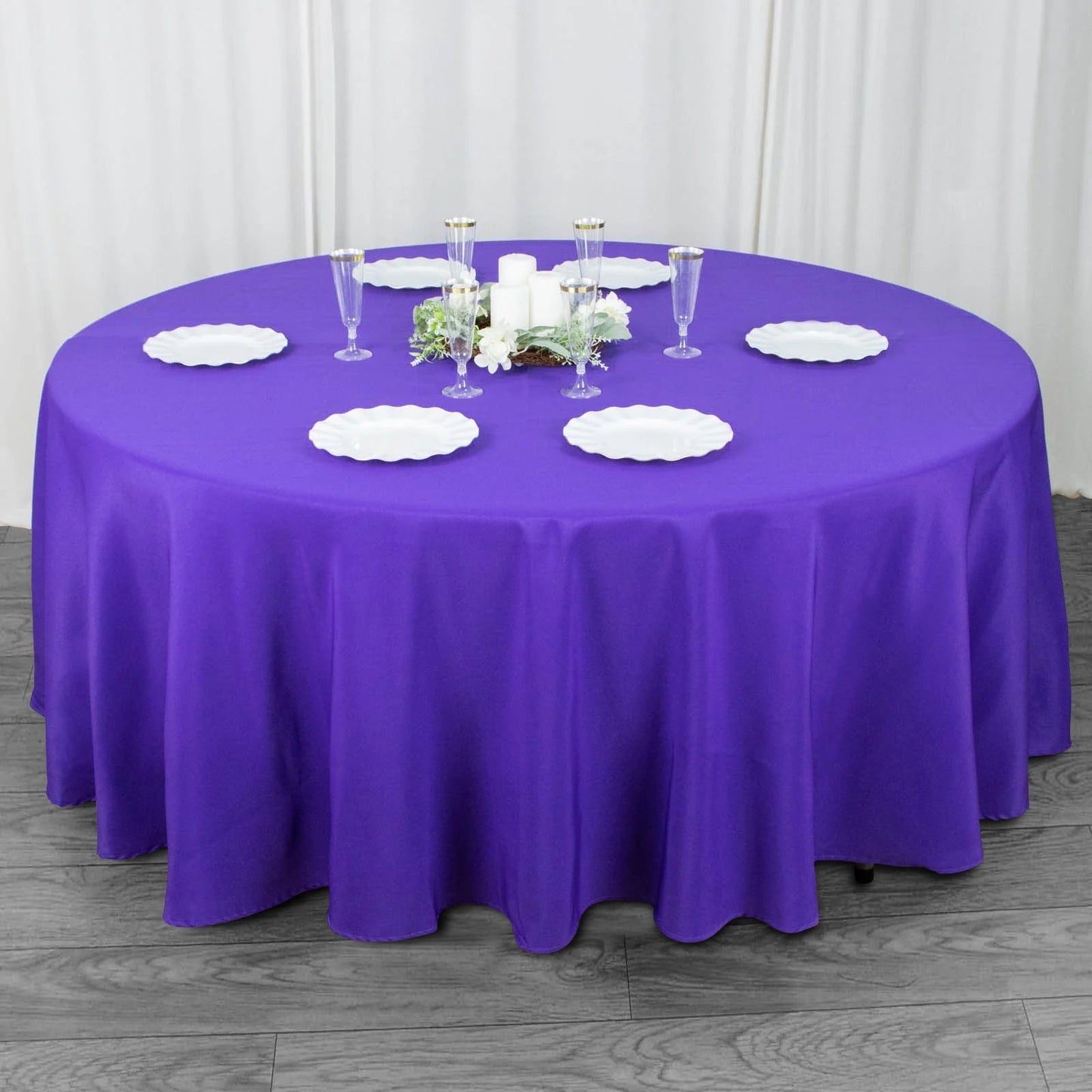108" Purple Premium Polyester Round Tablecloth - 220GSM