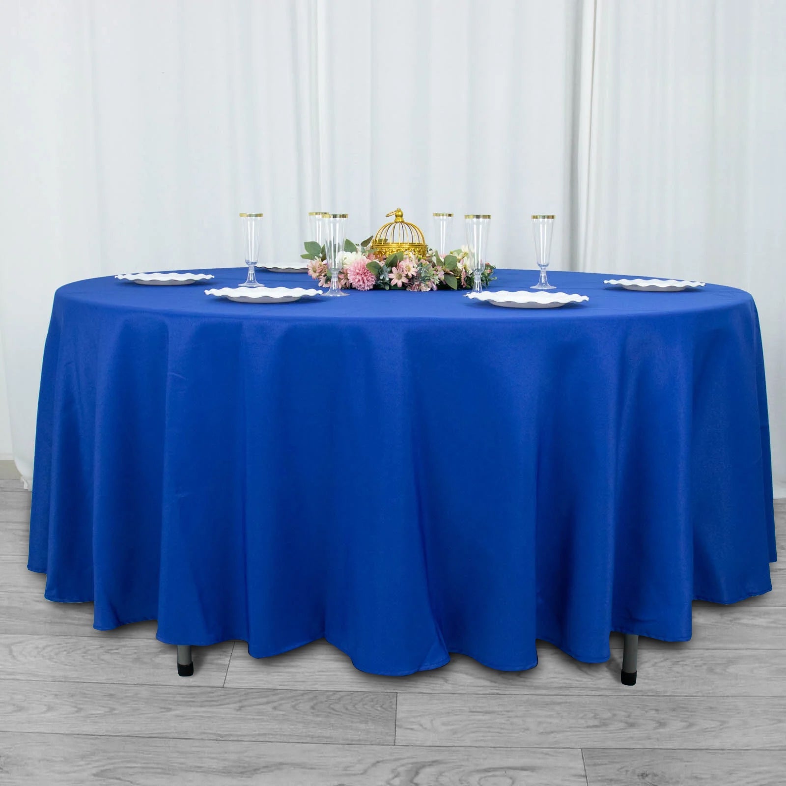 108inch Royal Blue 200 GSM Premium Polyester Round Tablecloth