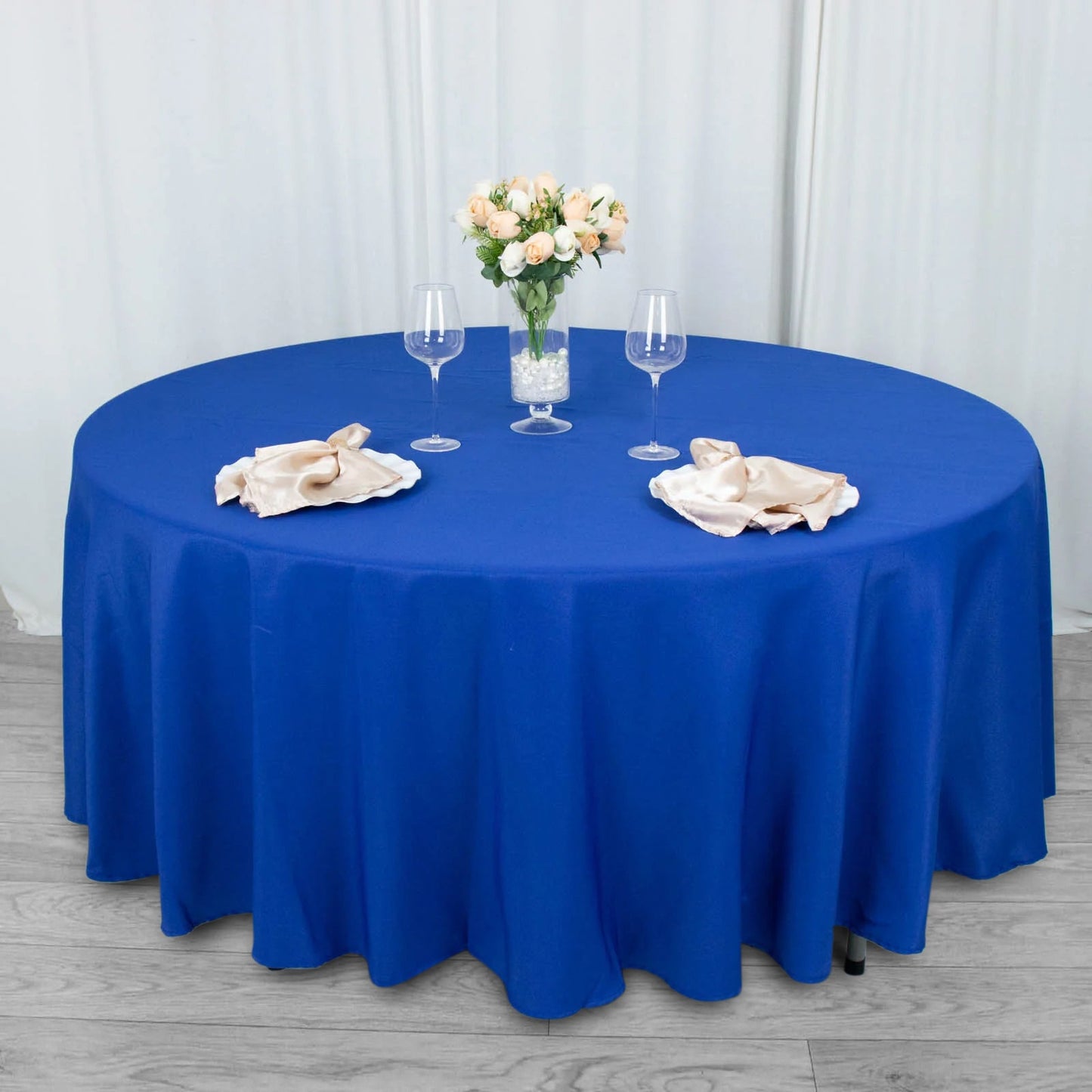 108inch Royal Blue 200 GSM  Premium Polyester Round Tablecloth