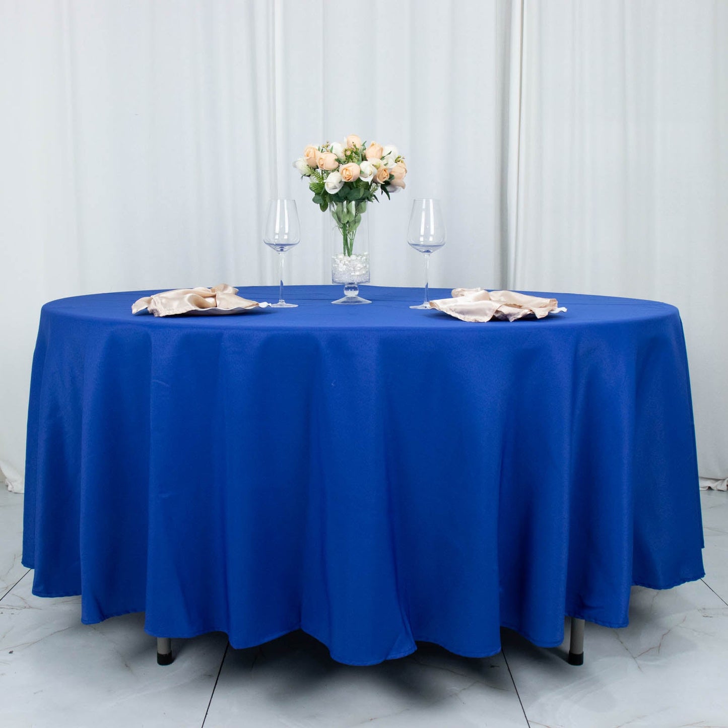108" Royal Blue Premium Polyester Round Tablecloth - 220GSM