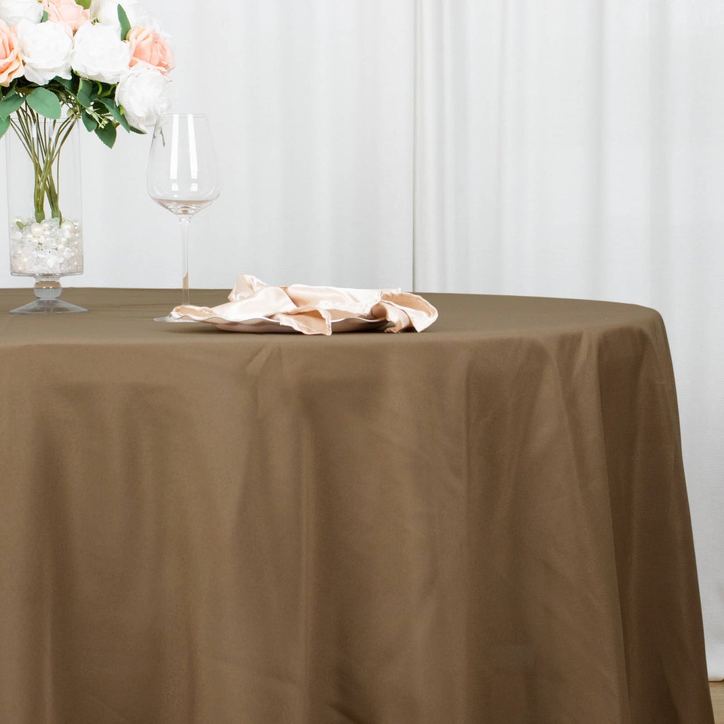 108inch Taupe Polyester Round Tablecloth