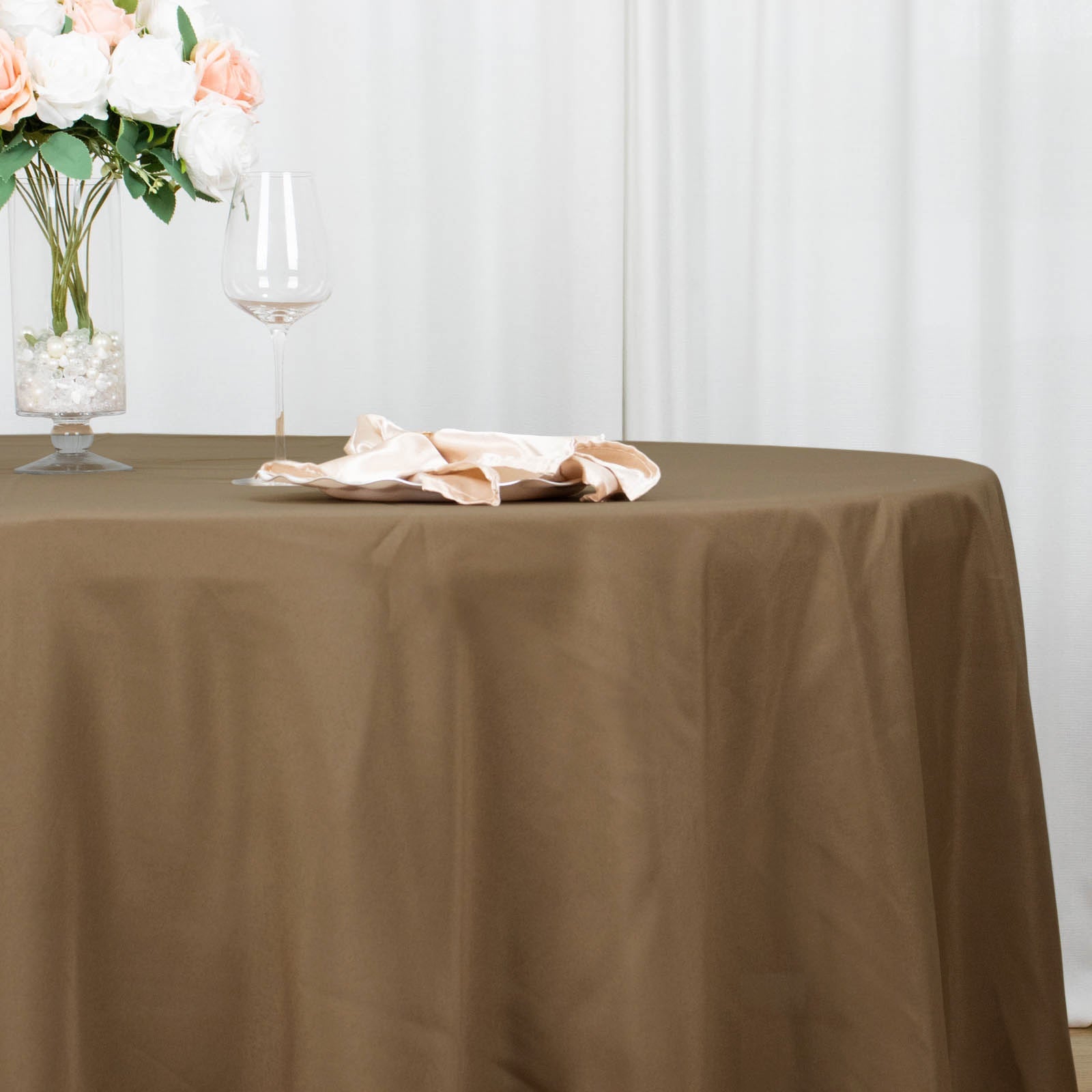 108inch Taupe Polyester Round Tablecloth