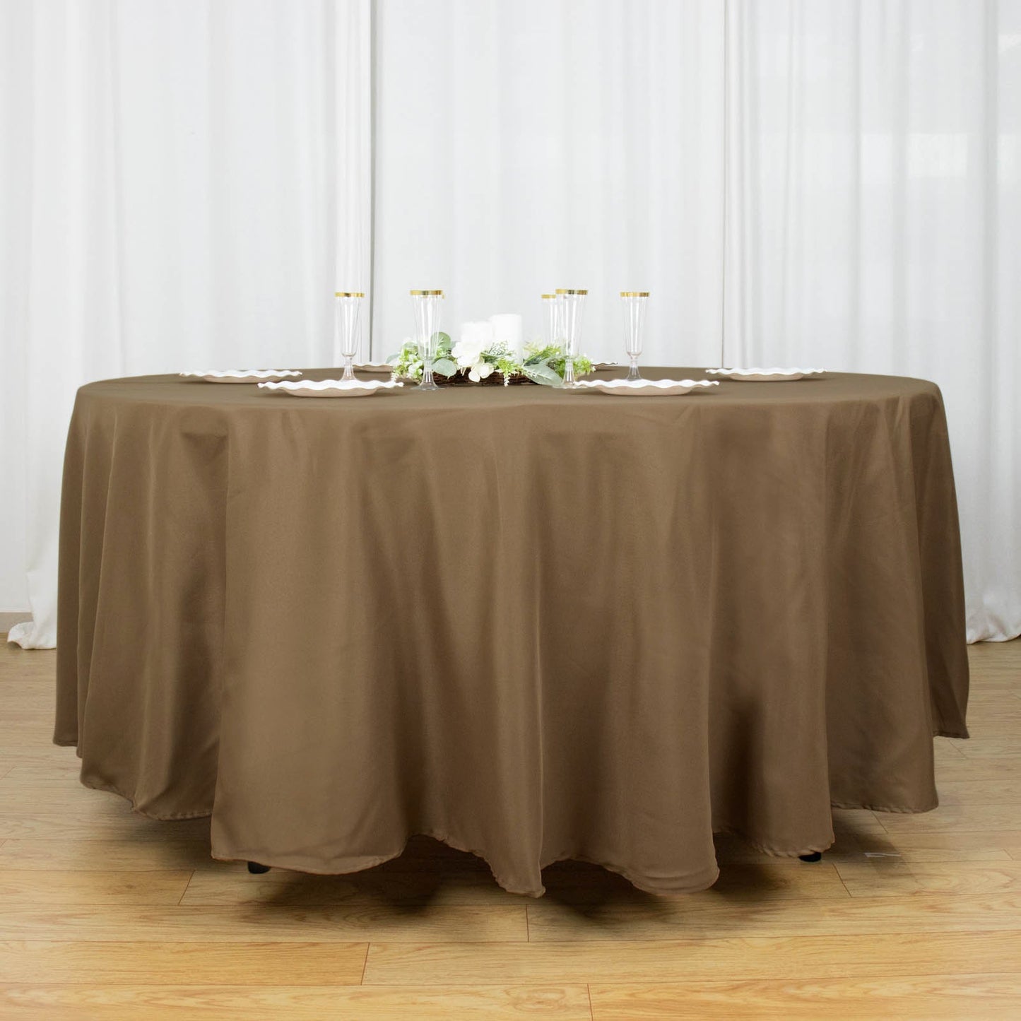 108inch Taupe Polyester Round Tablecloth