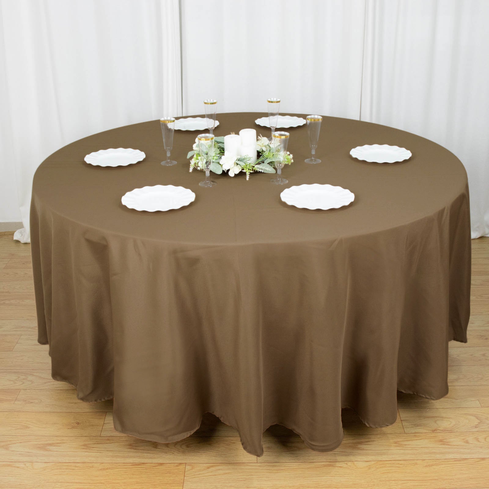108inch Taupe Polyester Round Tablecloth
