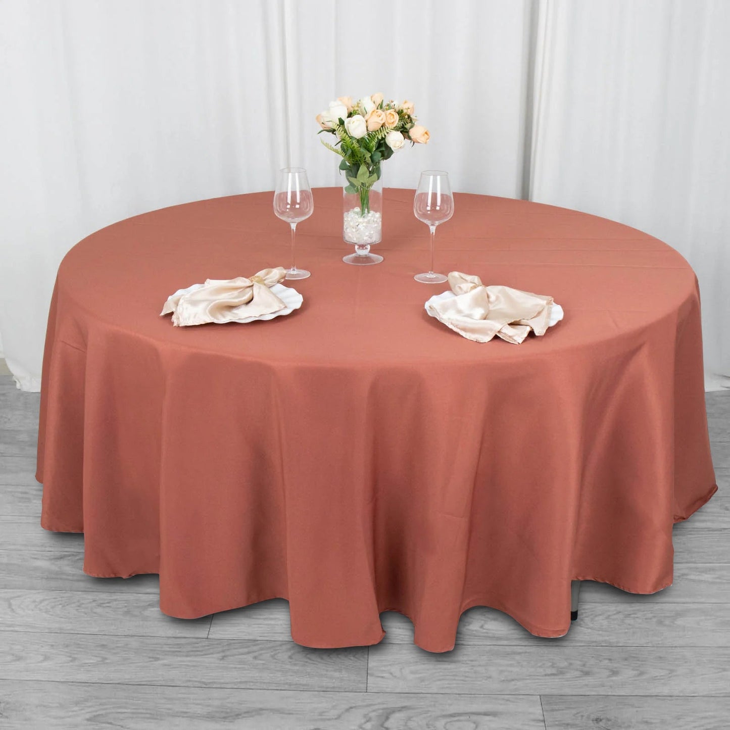 108" Terracotta (Rust) Premium Polyester Round Tablecloth - 220GSM