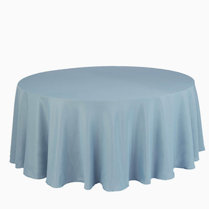 Round Dusty Blue Tablecloth 120 Inch Seamless Polyester Material