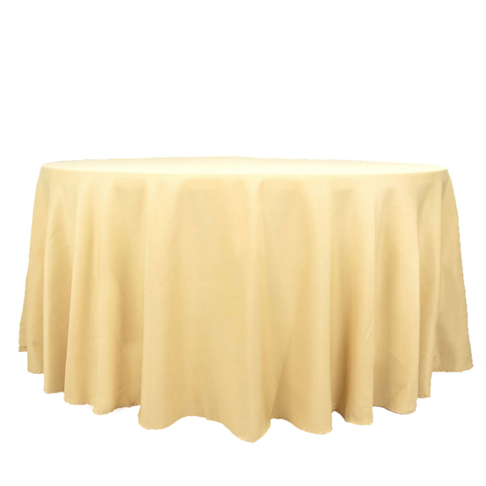 120inch Champagne 200 GSM Seamless Premium Polyester Round Tablecloth