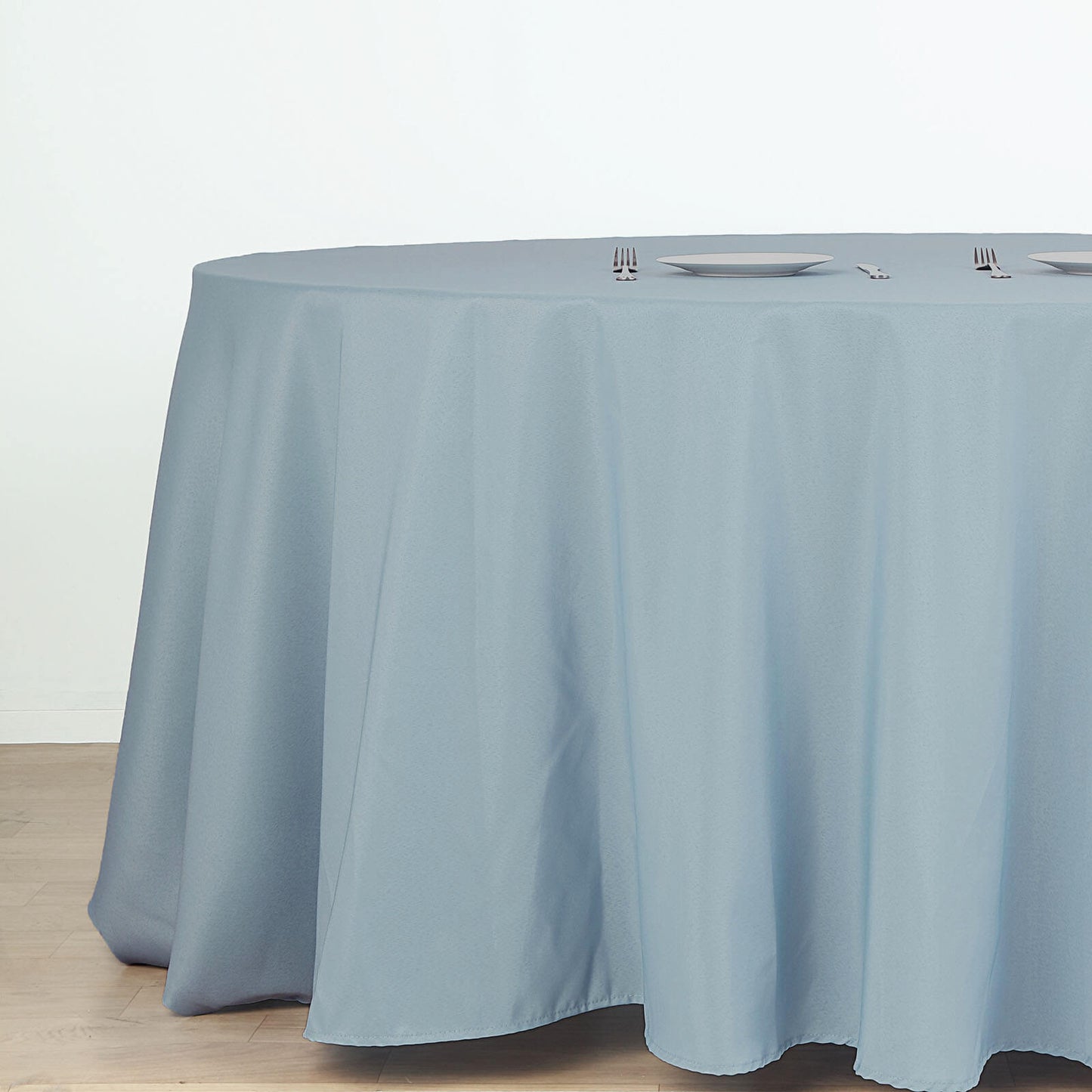 Seamless Polyester Tablecloth in Dusty Blue Round Shape 132 Inch