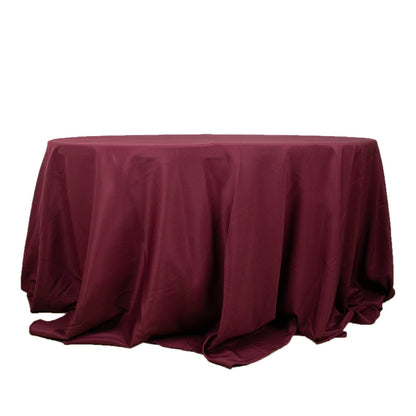 132inch Burgundy 200 GSM Seamless Premium Polyester Round Tablecloth
