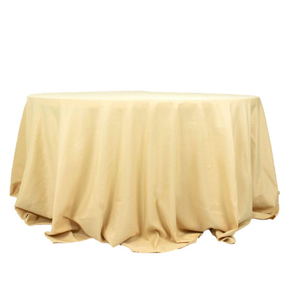 132inch Champagne 200 GSM Seamless Premium Polyester Round Tablecloth