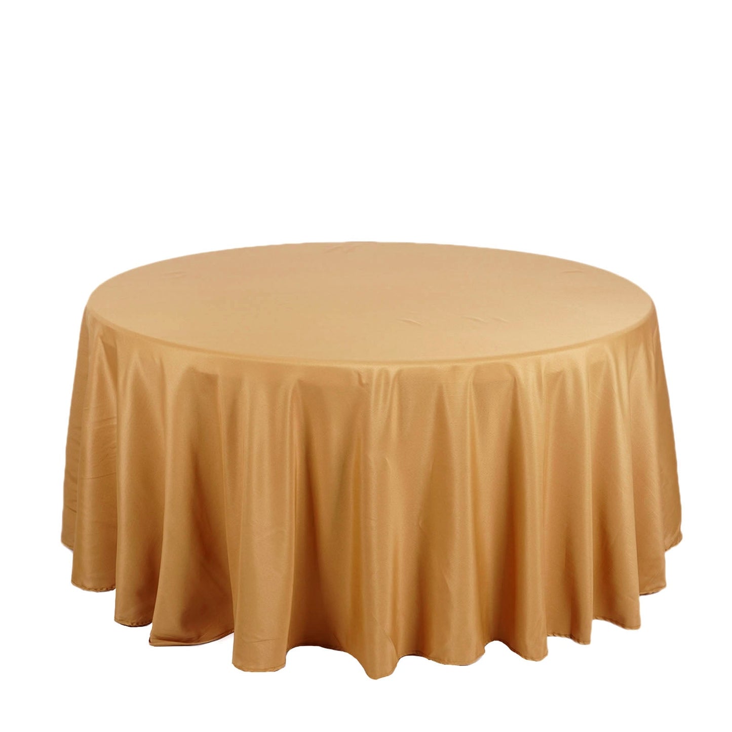 132Inch Gold Seamless Polyester Round Tablecloth
