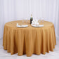 132Inch Gold Seamless Polyester Round Tablecloth