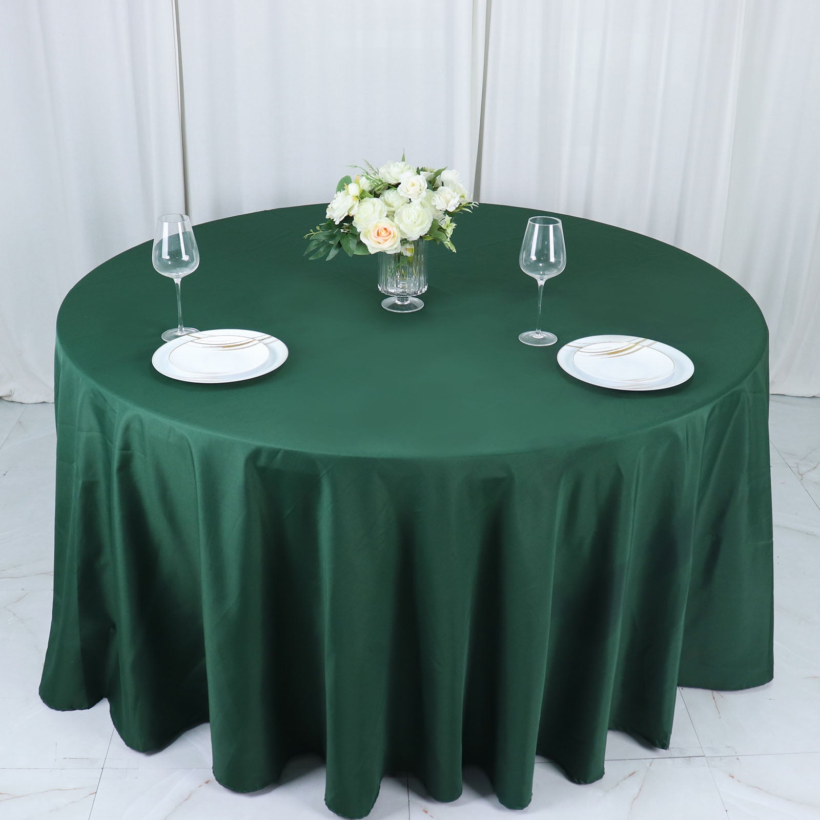 Hunter Emerald Green Round Tablecloth 132 Inches