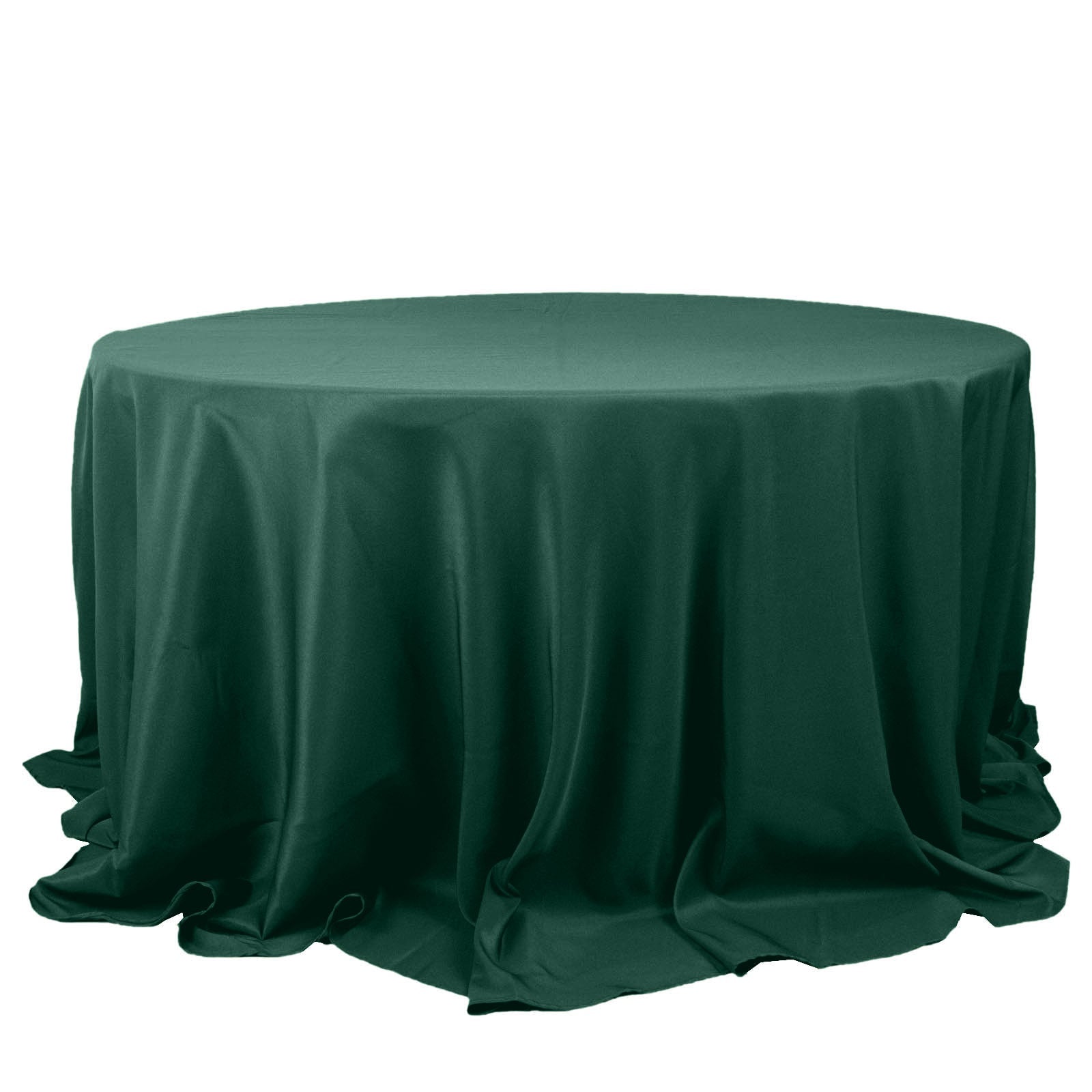 132inch Hunter Emerald Green 200 GSM Seamless Premium Polyester Round Tablecloth