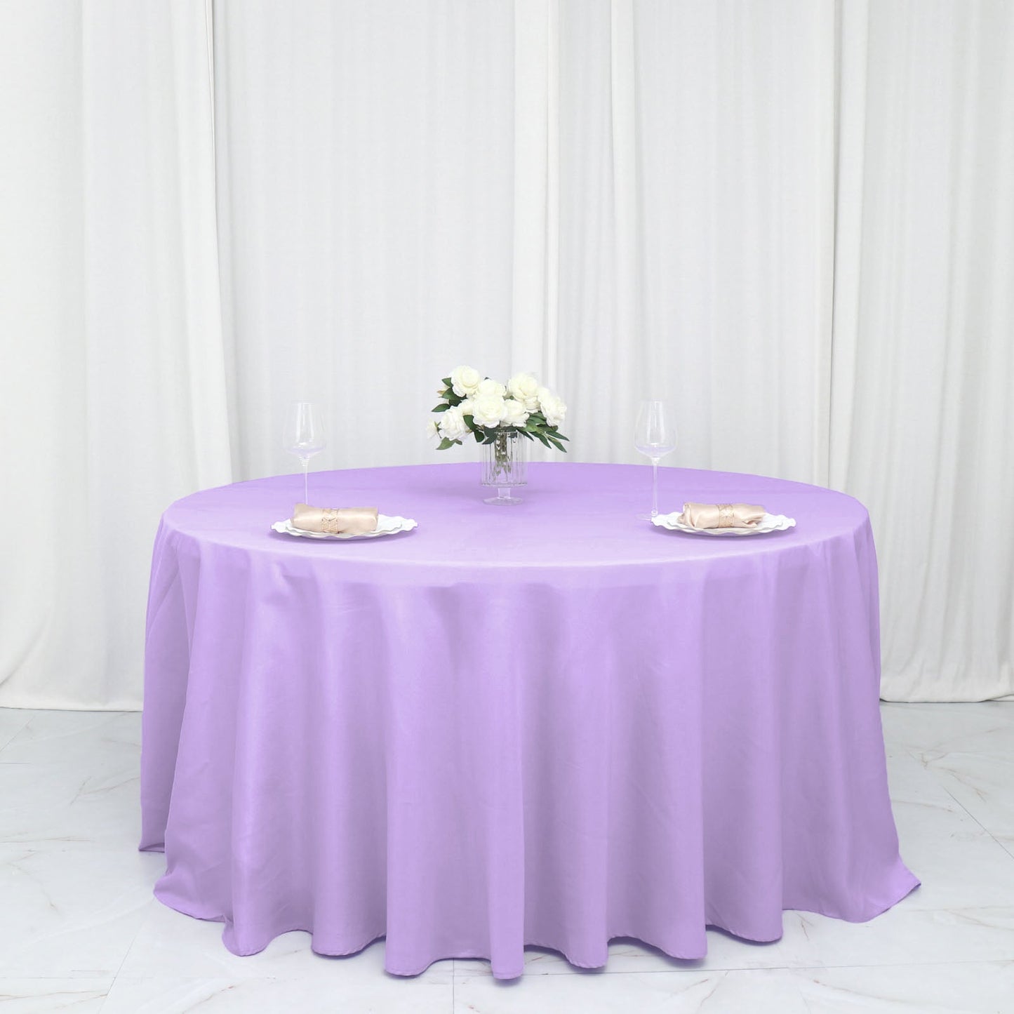 132inc Lavender Lilac Seamless Polyester Round Tablecloth