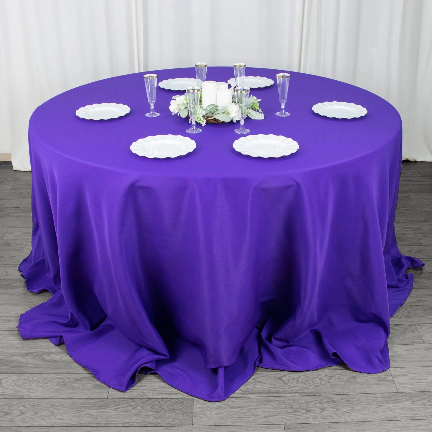 132" Purple Seamless Premium Polyester Round Tablecloth - 220GSM