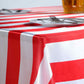 Red and white seamless stripe satin tablecloth 90"x156