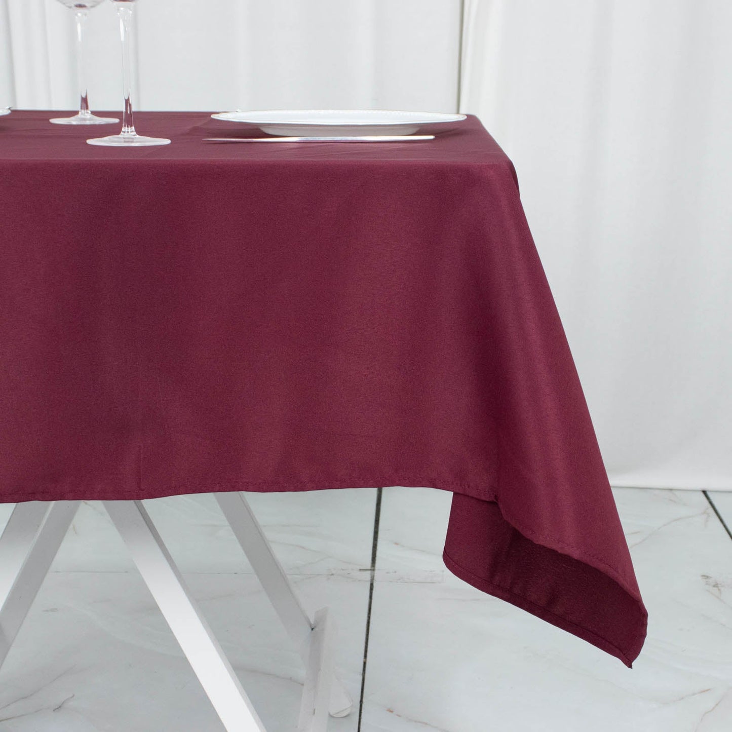 54inch Burgundy 200 GSM Seamless Premium Polyester Square Tablecloth