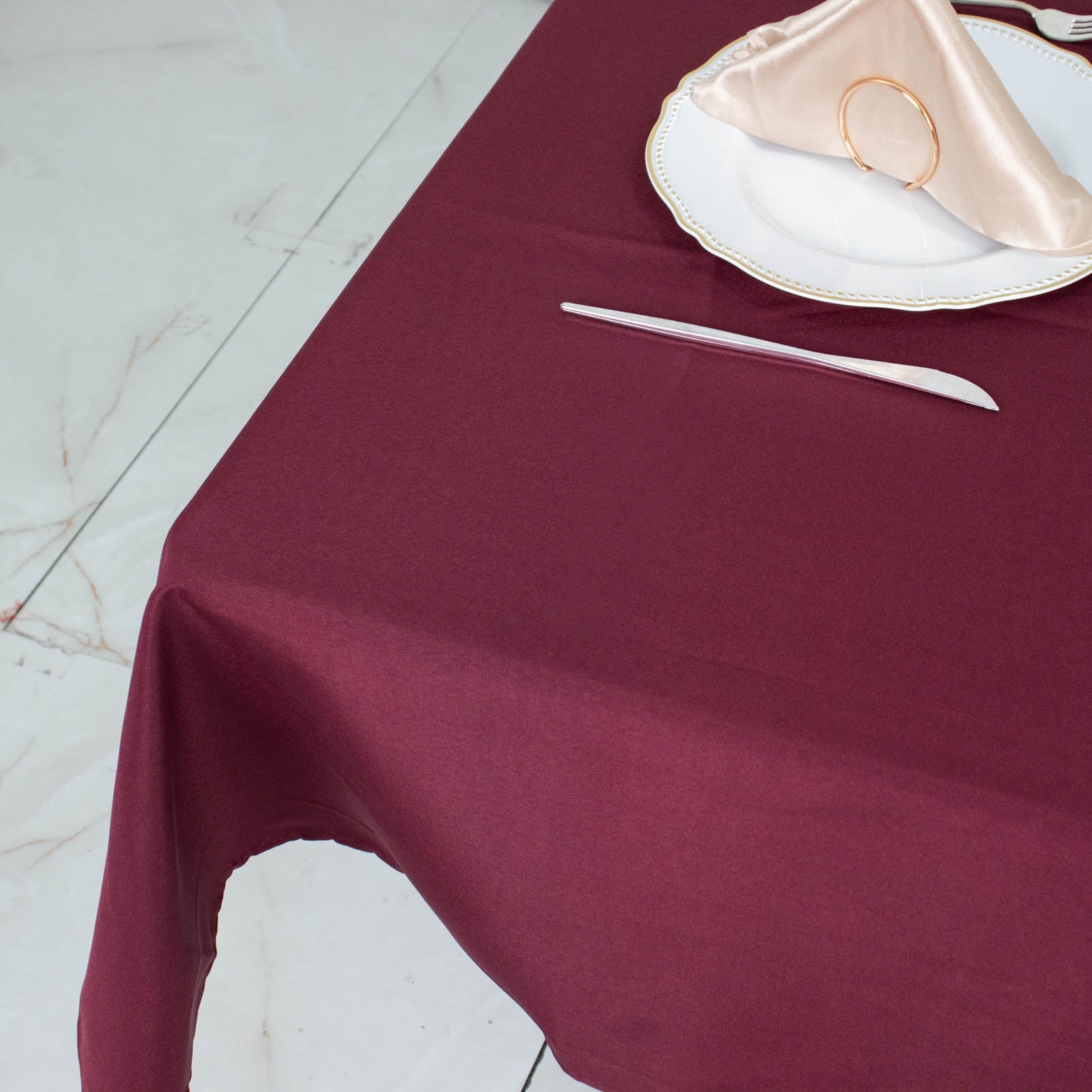 54inch Burgundy 200 GSM Seamless Premium Polyester Square Tablecloth