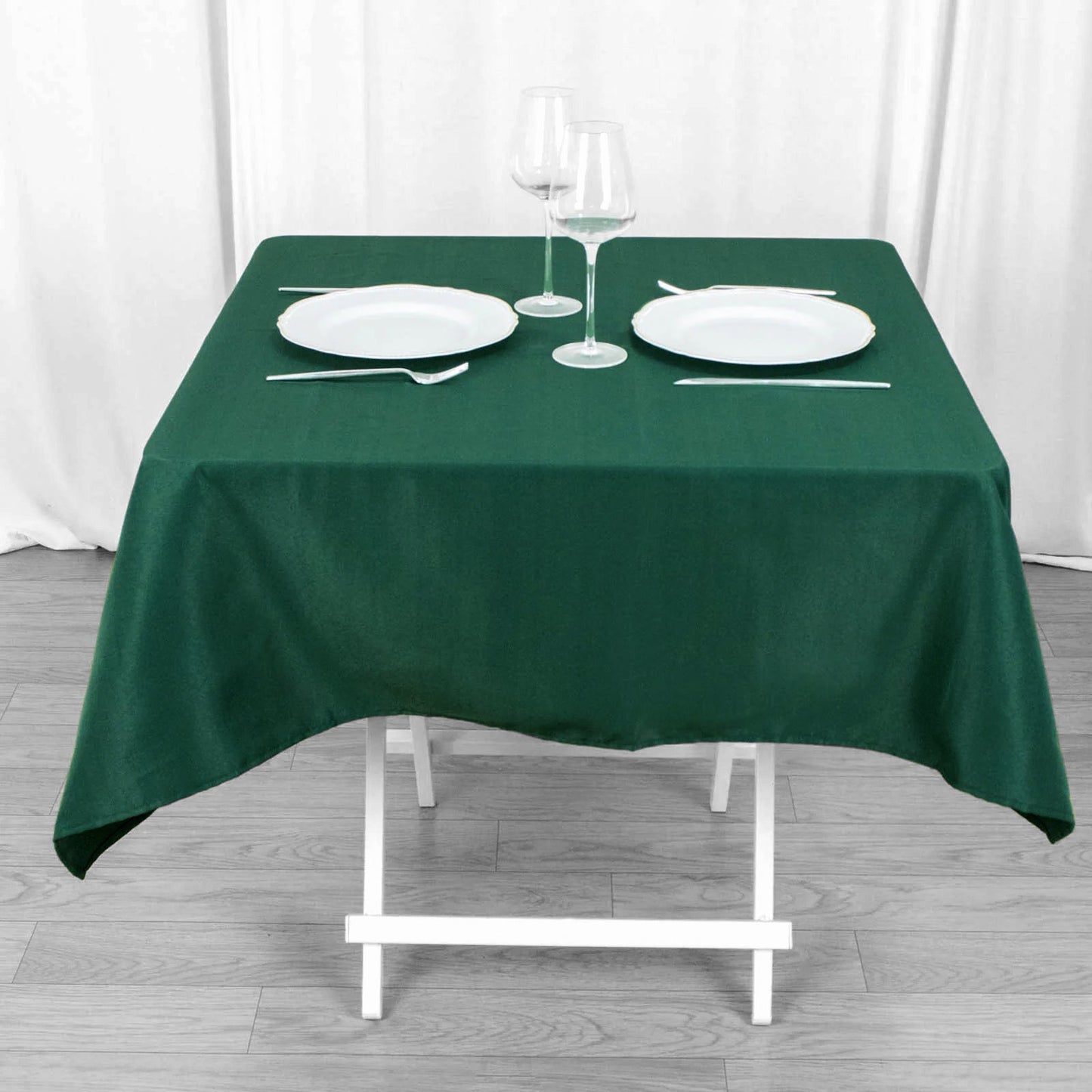 54inch Hunter Emerald Green 200 GSM Seamless Premium Polyester Square Tablecloth