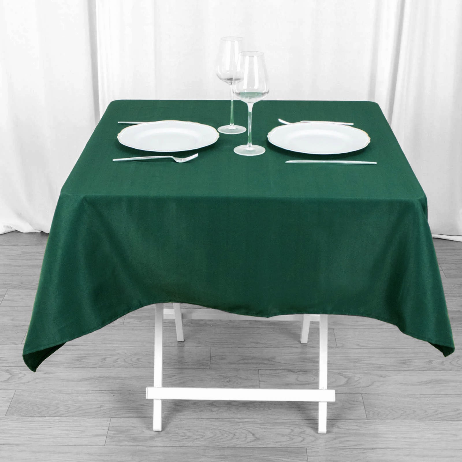 54inch Hunter Emerald Green 200 GSM Seamless Premium Polyester Square Tablecloth
