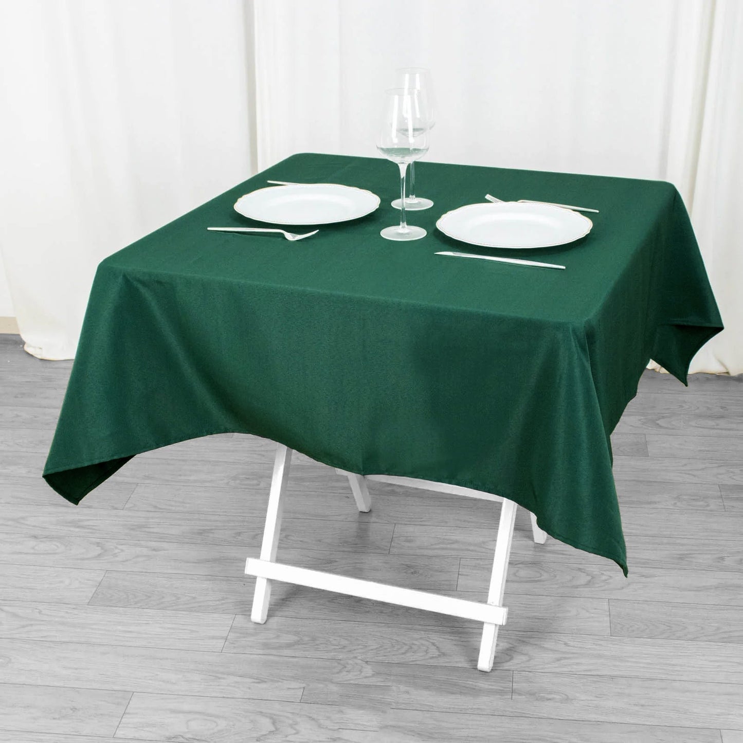 54" Hunter Emerald Green Premium Polyester Square Table Overlay - 220GSM