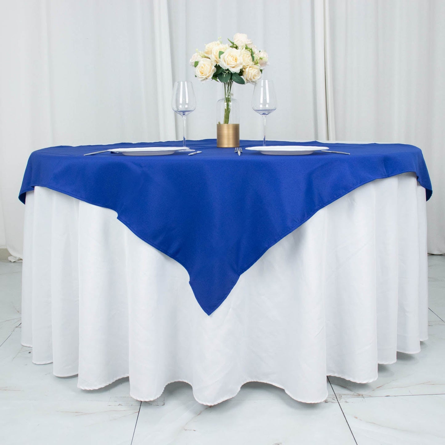 54" Royal Blue Premium Polyester Square Table Overlay - 220GSM