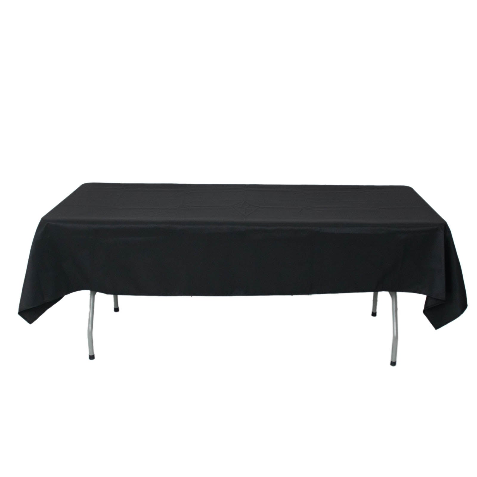 54x96inch Black 200 GSM Seamless Premium Polyester Rectangle Tablecloth
