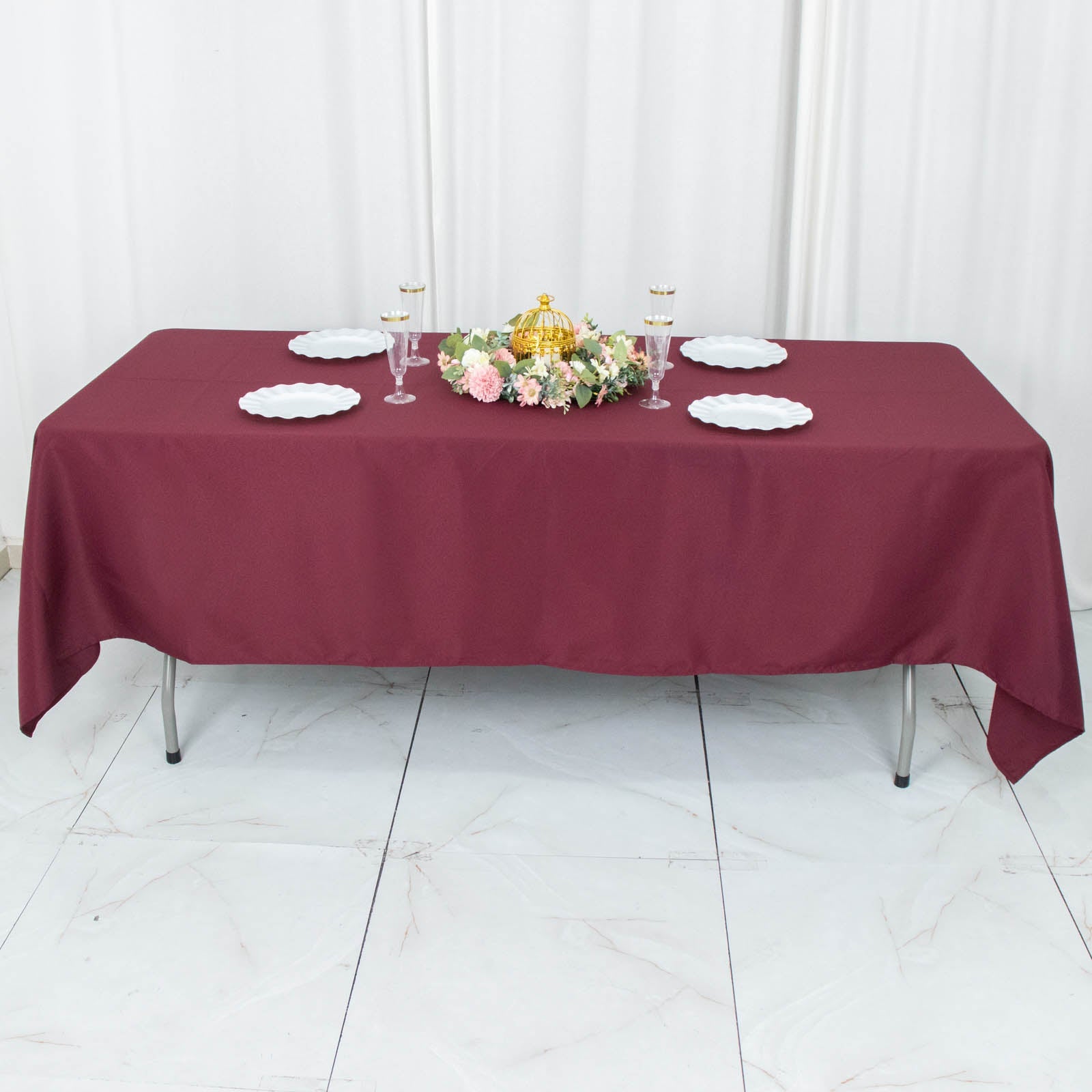 60x102inch Burgundy 200 GSM Seamless Premium Polyester Rectangular Tablecloth