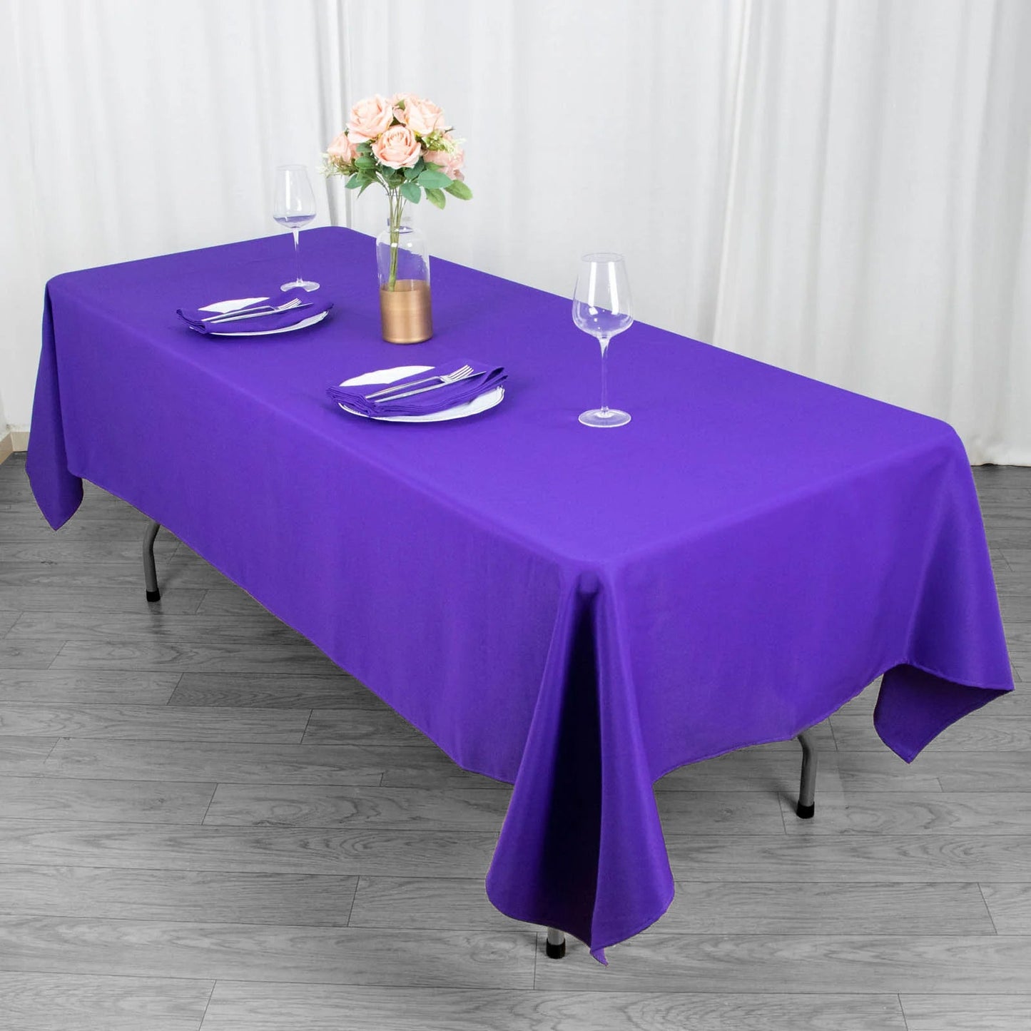 60x102inch Purple 200 GSM Seamless Premium Polyester Rectangular Tablecloth