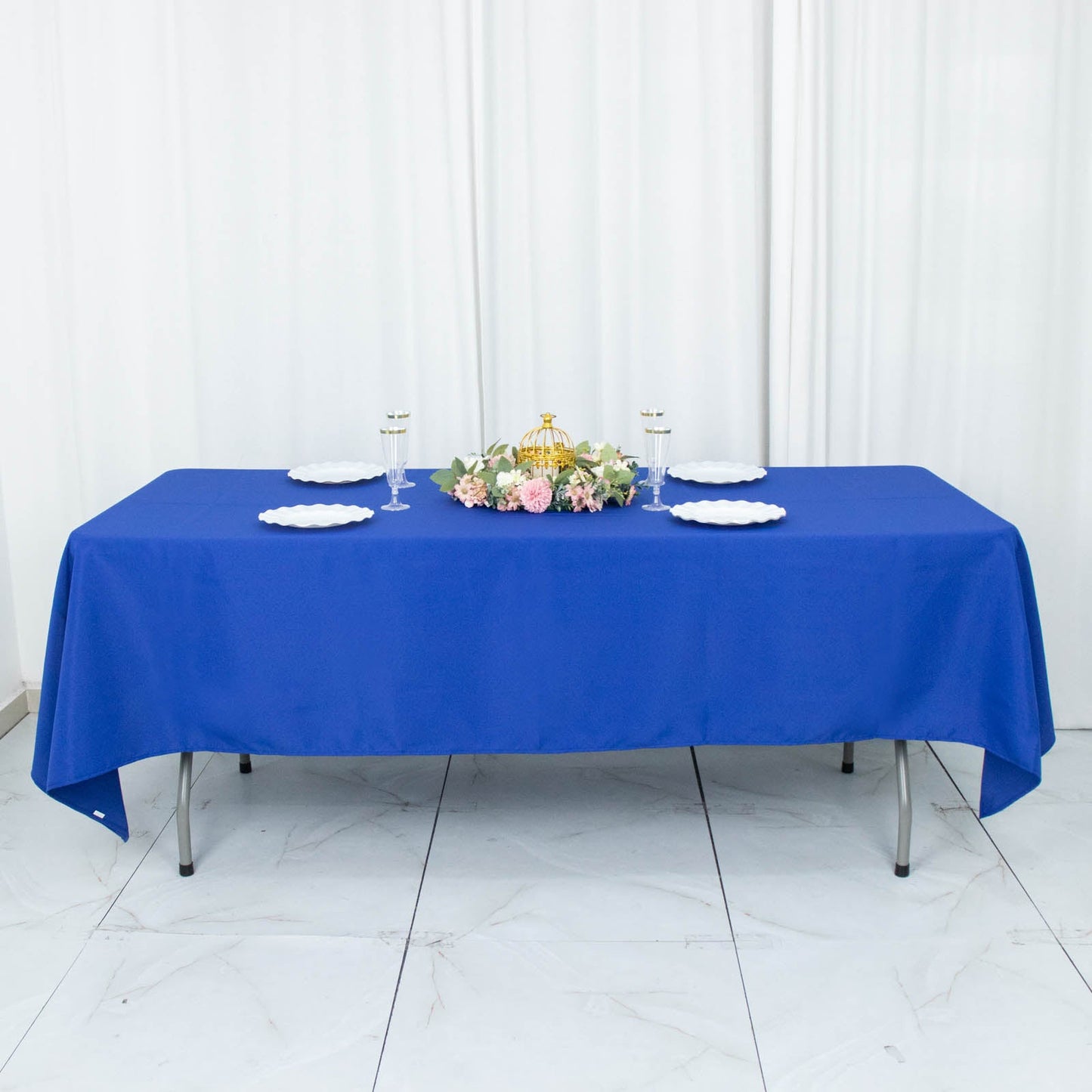 60x102inch Royal Blue 200 GSM Seamless Premium Polyester Rectangular Tablecloth