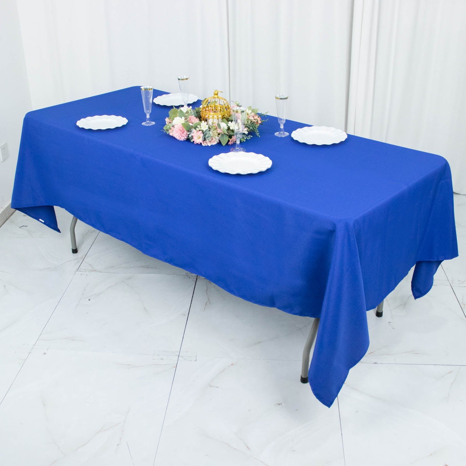 60x102inch Royal Blue 200 GSM Seamless Premium Polyester Rectangular Tablecloth