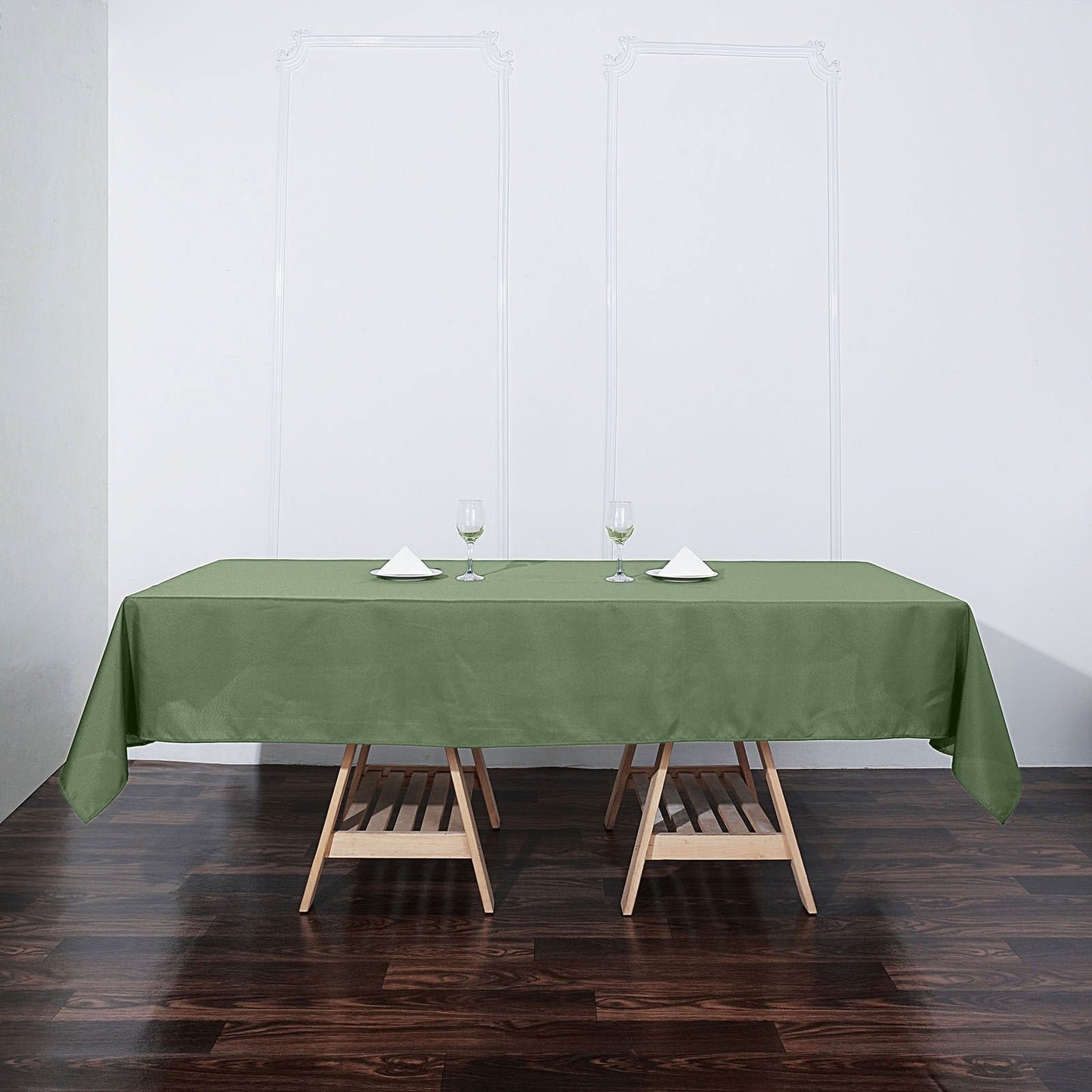 60"x102" Olive Green Polyester Rectangular Tablecloth