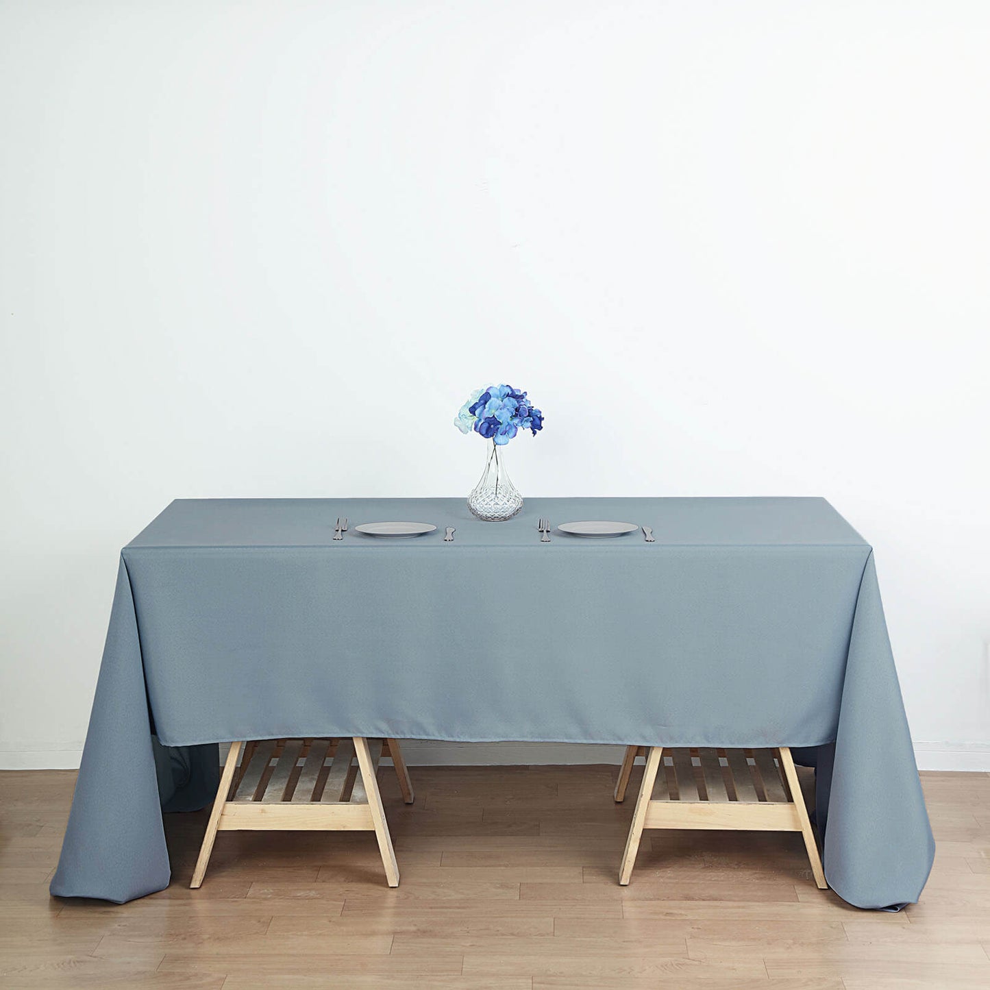 60"x126" Dusty Blue Polyester Rectangular Tablecloth