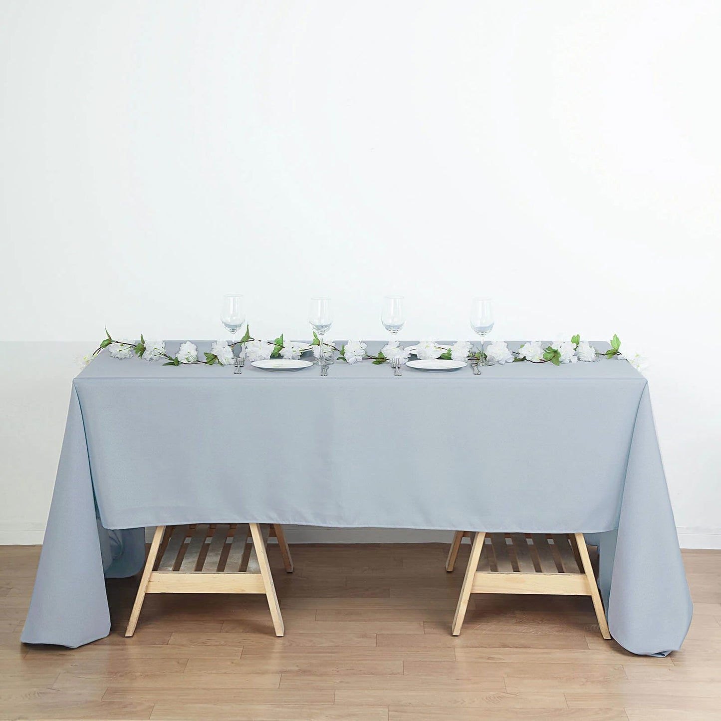 Seamless Polyester Rectangular Tablecloth 60 Inch x 126 Inch in Dusty Blue Color